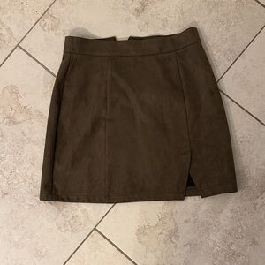 Brown Suede Mini Skirt